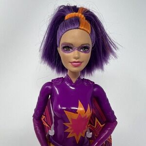Barbie Princess Power Super Hero Fire Purple Doll w/ Cape Belt
